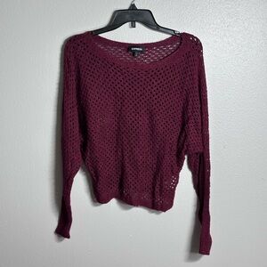Express Women Red/Burgundy Pullover Sweater Top Long Sleeve size S.